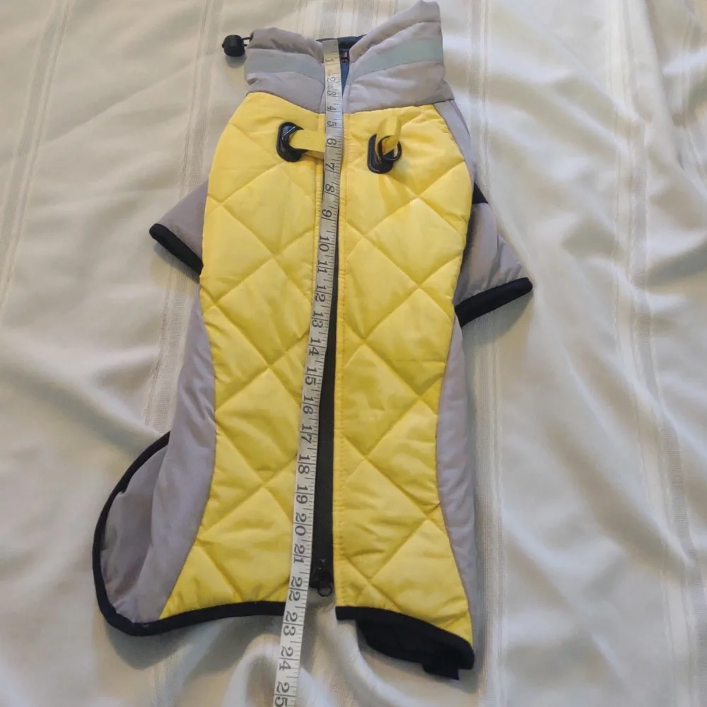 Yellow and Gray Quilted Dog Jacket - Picture 6 of 7